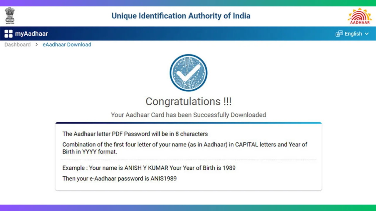 Aadhaar card download PDF