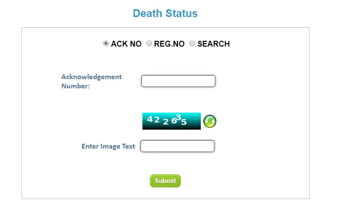 death certificate application Status