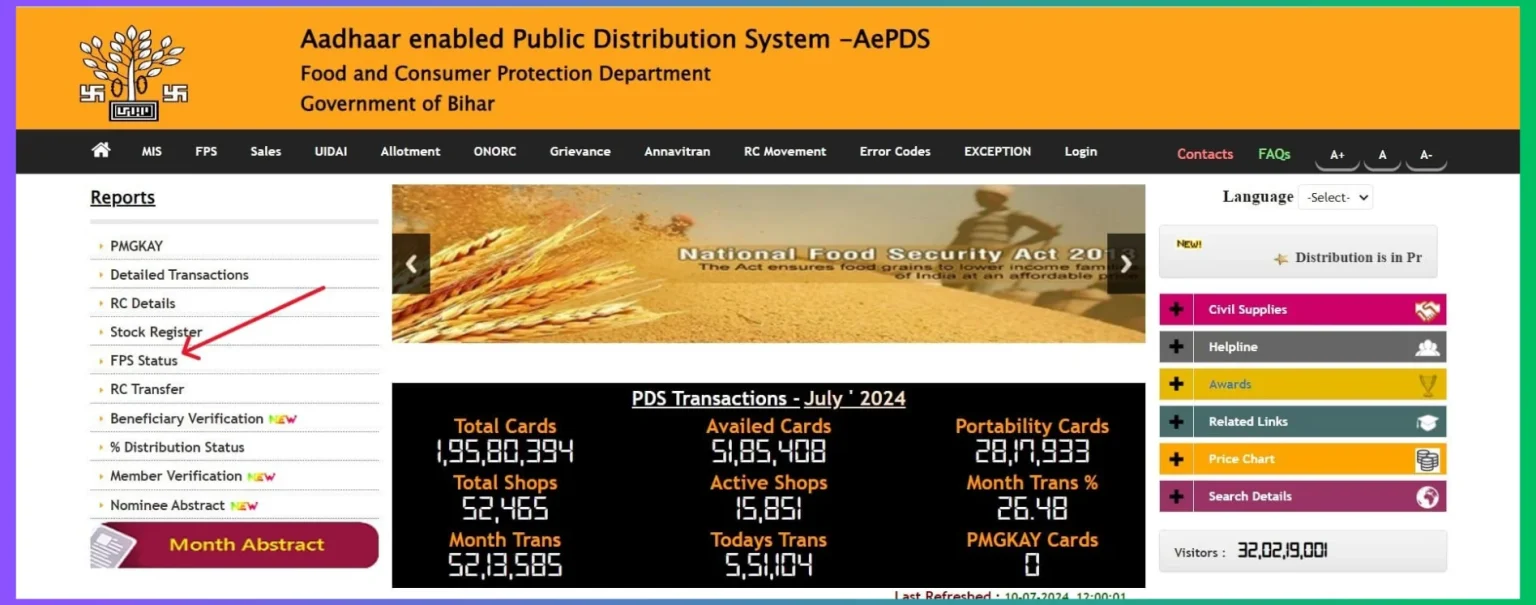 EPDS Bihar FPS Status