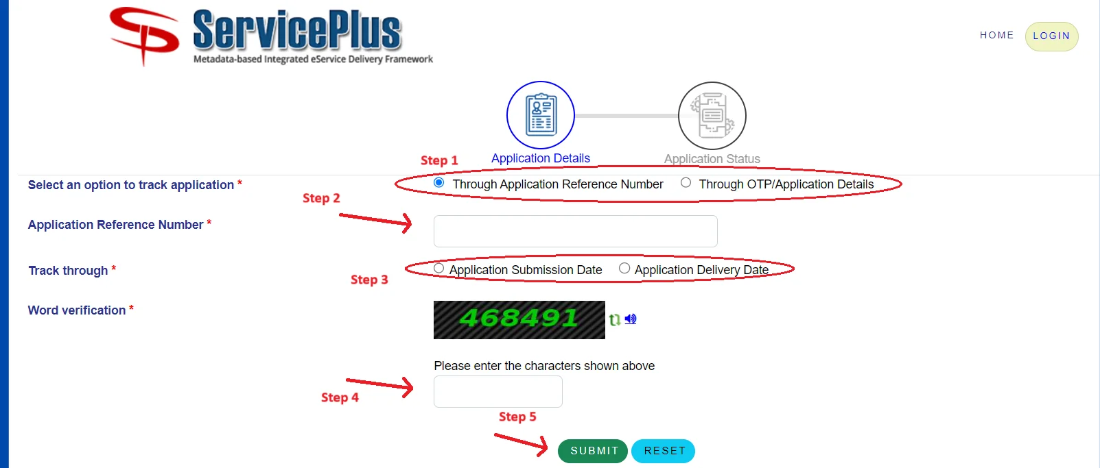 harsewa Application Status Check
