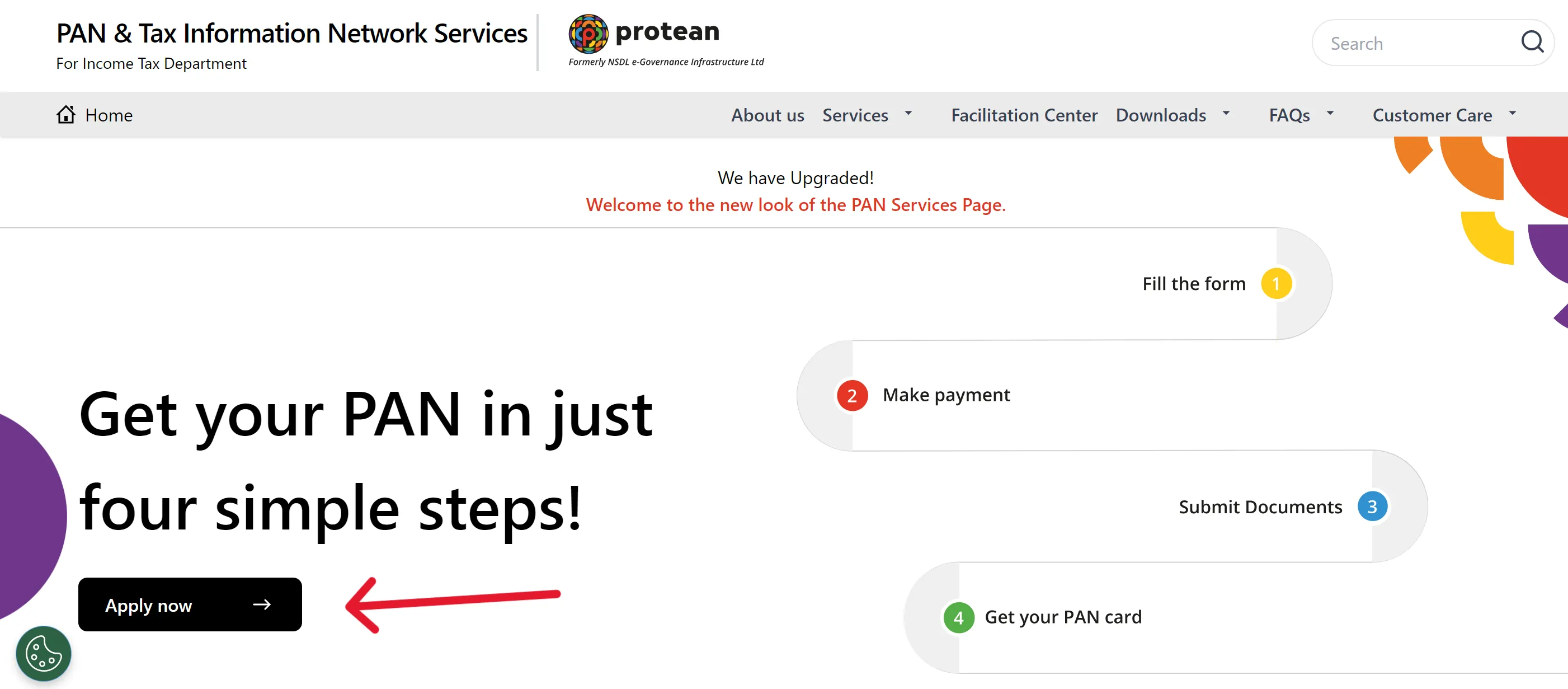PAN card NSDL portal