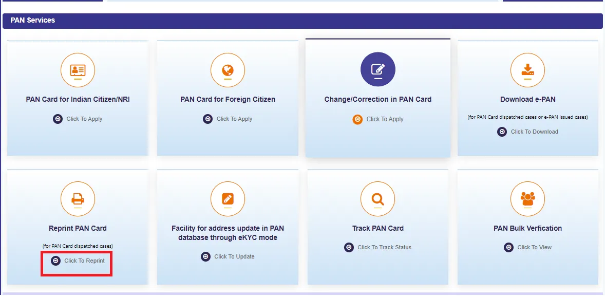 Reprint PAN Card UTIITSL Portal