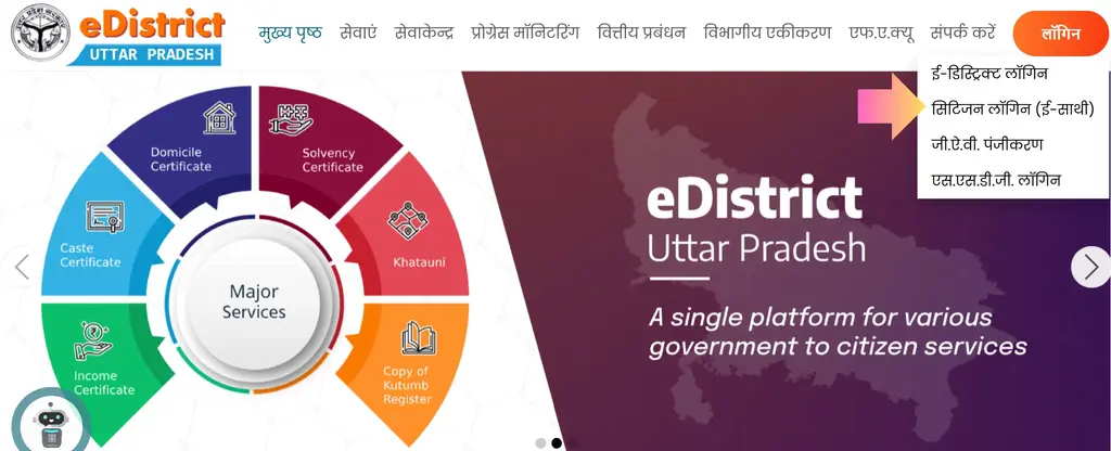 UP Ration Card Correction eDistrict Portal