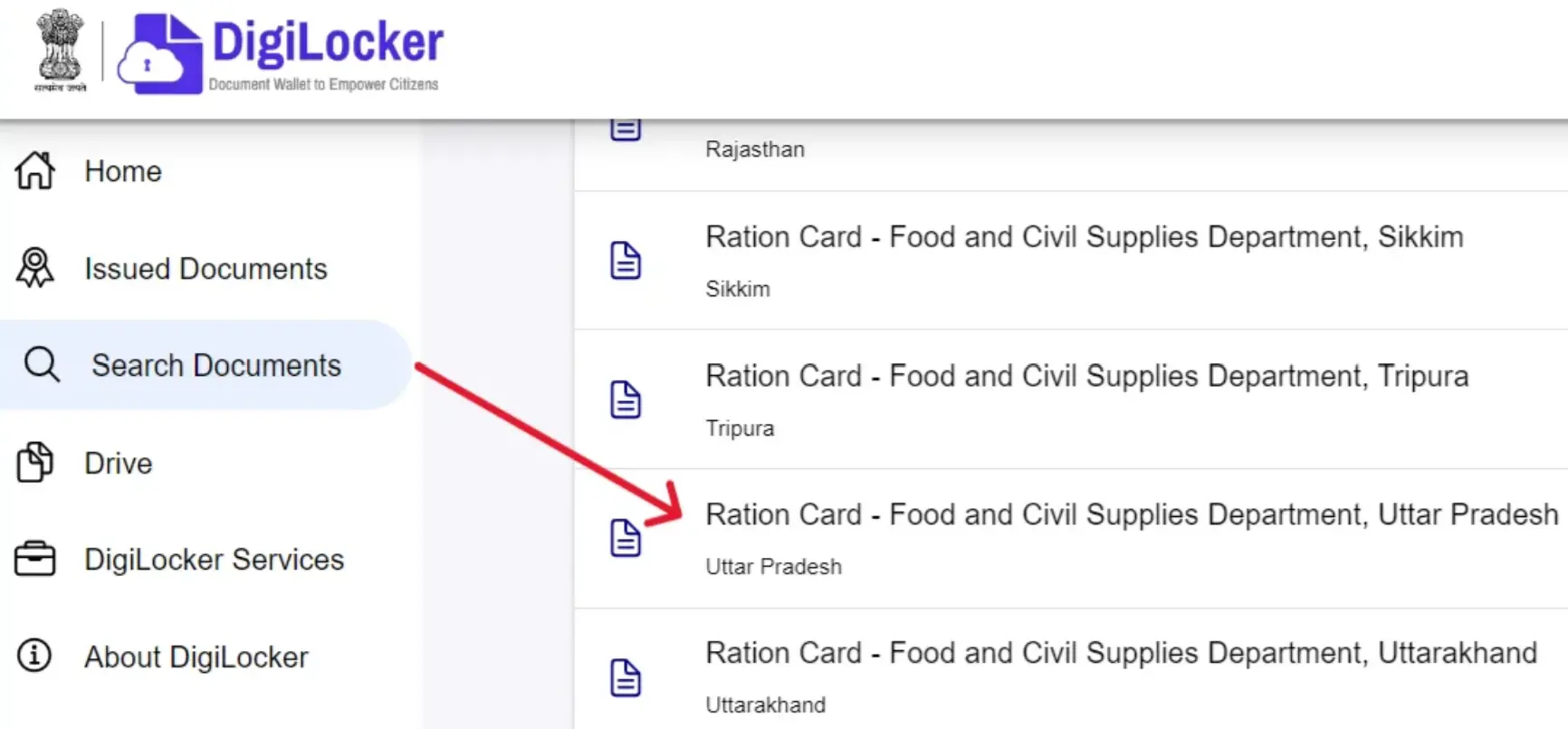 UP Ration Card Download Via DigiLocker Portal